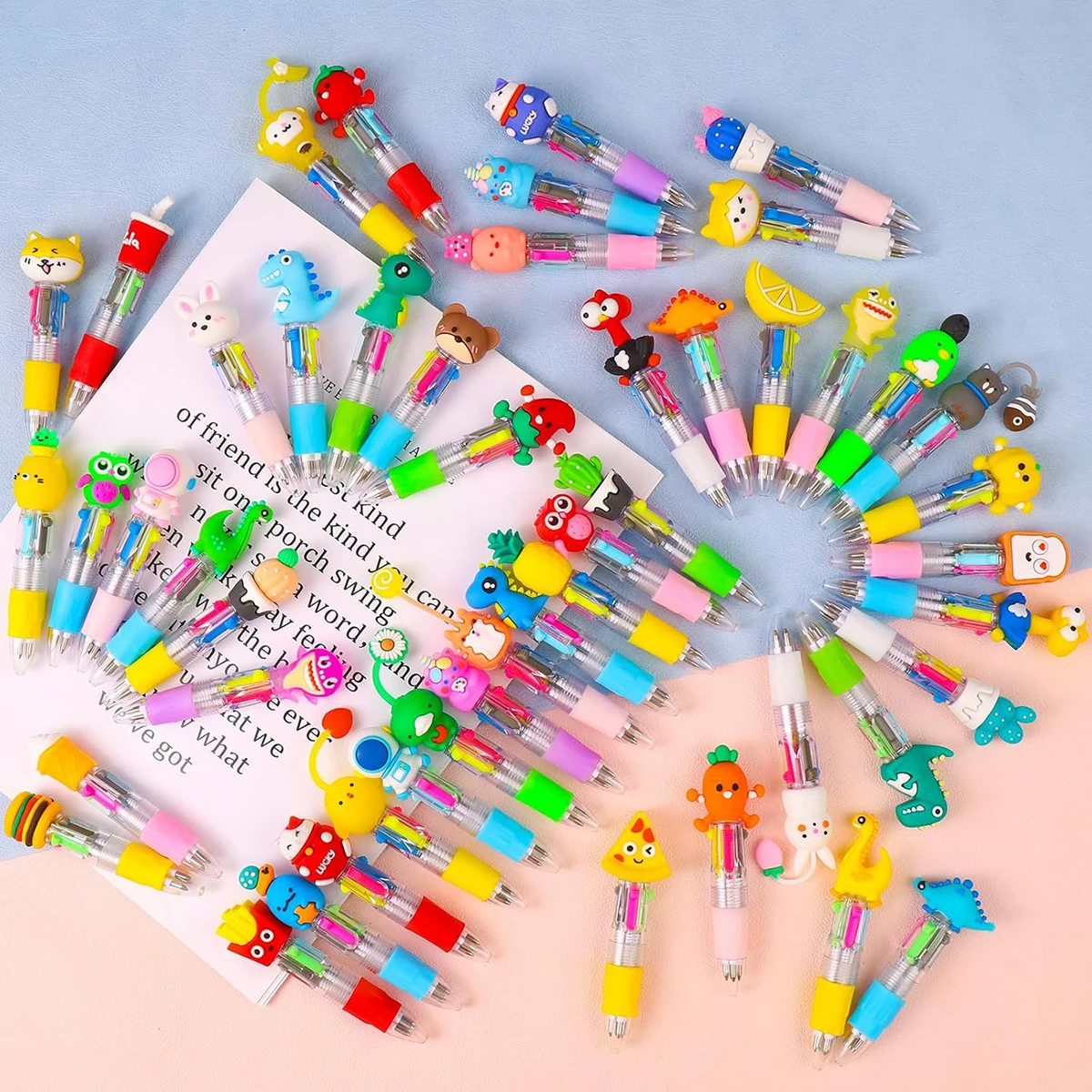 2-20Pcs Mini Multicolor Cute Cartoon Pens 4-in-1 Bulk Kids Ballpoint Pen Children Party Birthdays Gifts Assorted Ink Kawaii Pens