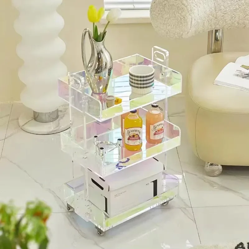 Transparent acrylic tea table Transparent movable iridescent pulley