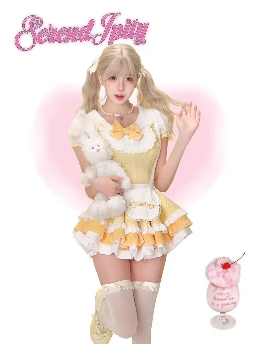ชุดเซ็ต 2 ชิ้นสไตล์ Preppy Kawaii Lolita สวยหรูสำหรับผู้หญิง ดีไซน์โบว์หวานแบบ Y2k กระโปรงสั้นสุดชิคสไตล์เกาหลี เสื้อผ้ายอดนิยม