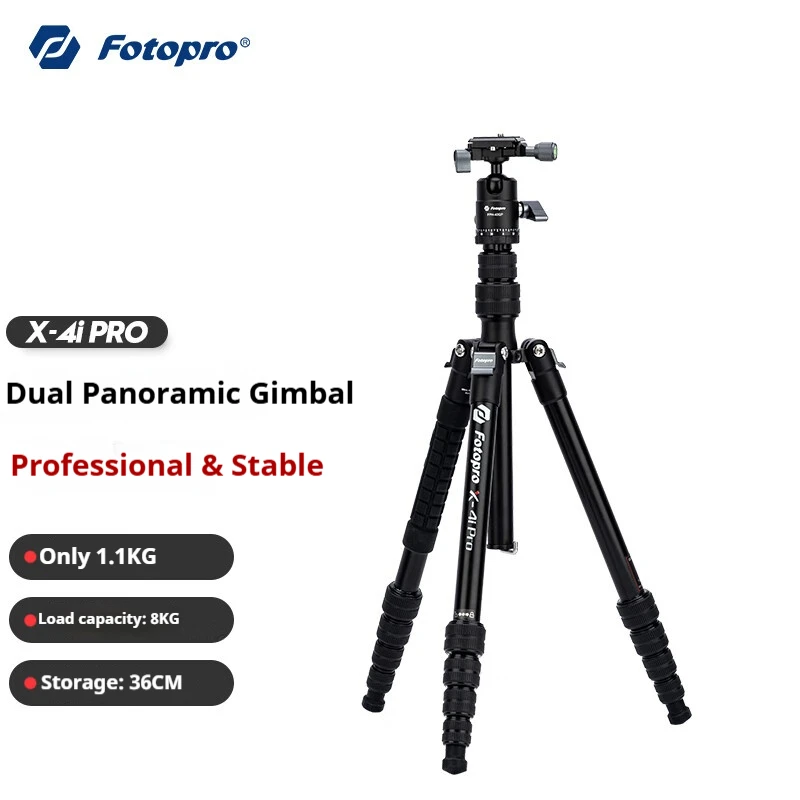 

Fotopro X4I PRO+42QP Aluminium Alloy Detachable Head Adjustable Monopod Panoramic Shooting Easy to Fold Mirrorless Camera Tripod