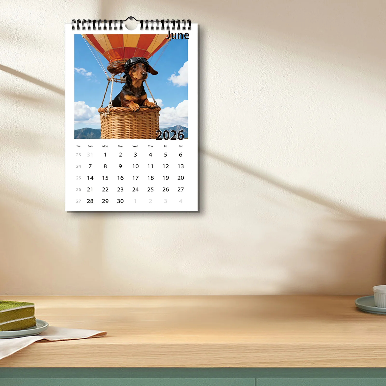 Calendrier à thème teckel 2026, un design amusant et décoratif, adapté au contrôle des dates, parfait pour les amoureux des animaux de compagnie, 1 pièce