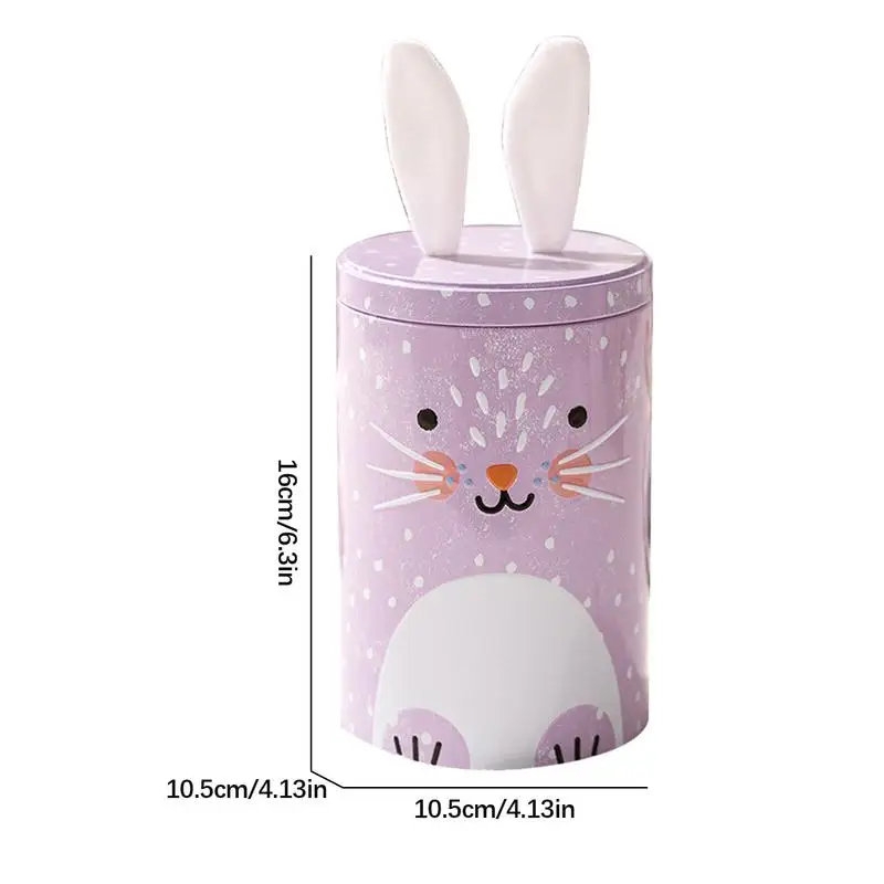Easter Cookie Boxes Easter Bunny Candy Boxes 16cm/6.3inch Snack Containers With Lids Metal Holiday Decorative Jars For Party