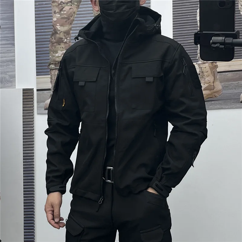 

2023 Men's Winter Velvet Thickened Outdoor Invader Soft Shell Tactics Windproof and Waterproof Mountaineering Charge Set