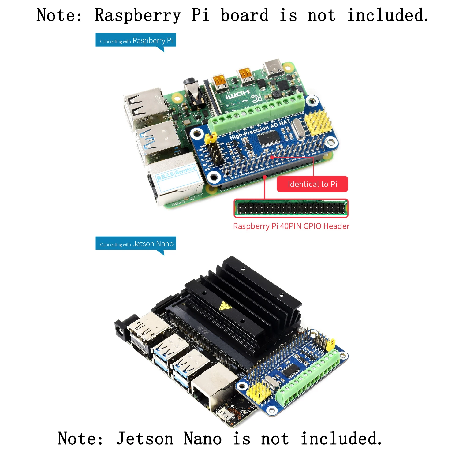 AvaCore10-Channel 32Bit ADC HAT Expansion Board For RasPi RPI Raspberry Pi Zero 2 W 3 4 Model B 5 Analog-to-Digital Converter Pr