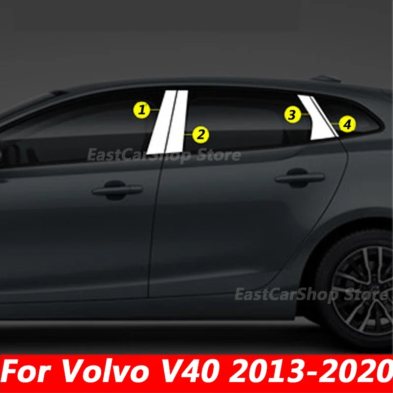 

For Volvo V40 2013-2020 Car Stainless Steel Middle Central Column Window Trim B C Pillar Chrome Protection Accessories