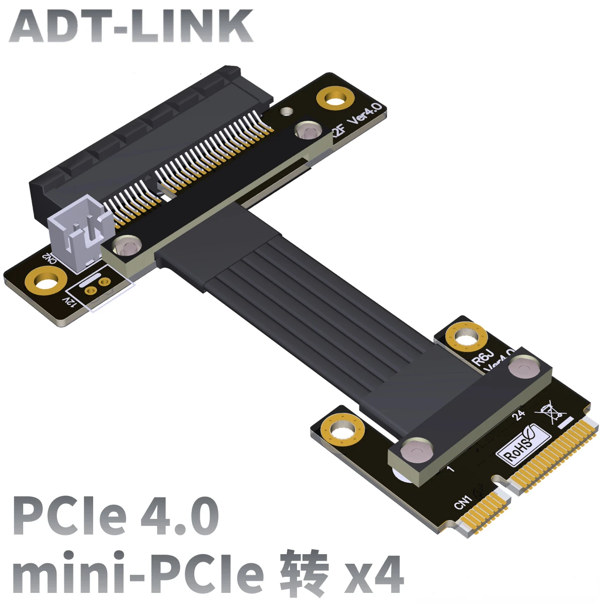 ADT-Link PCIe 4.0 Mini PCIe to X4 Network SSD Adapter Extension Cable PCIe x4 Audio Card Wireless LAN Card to Mini-pcie Extender