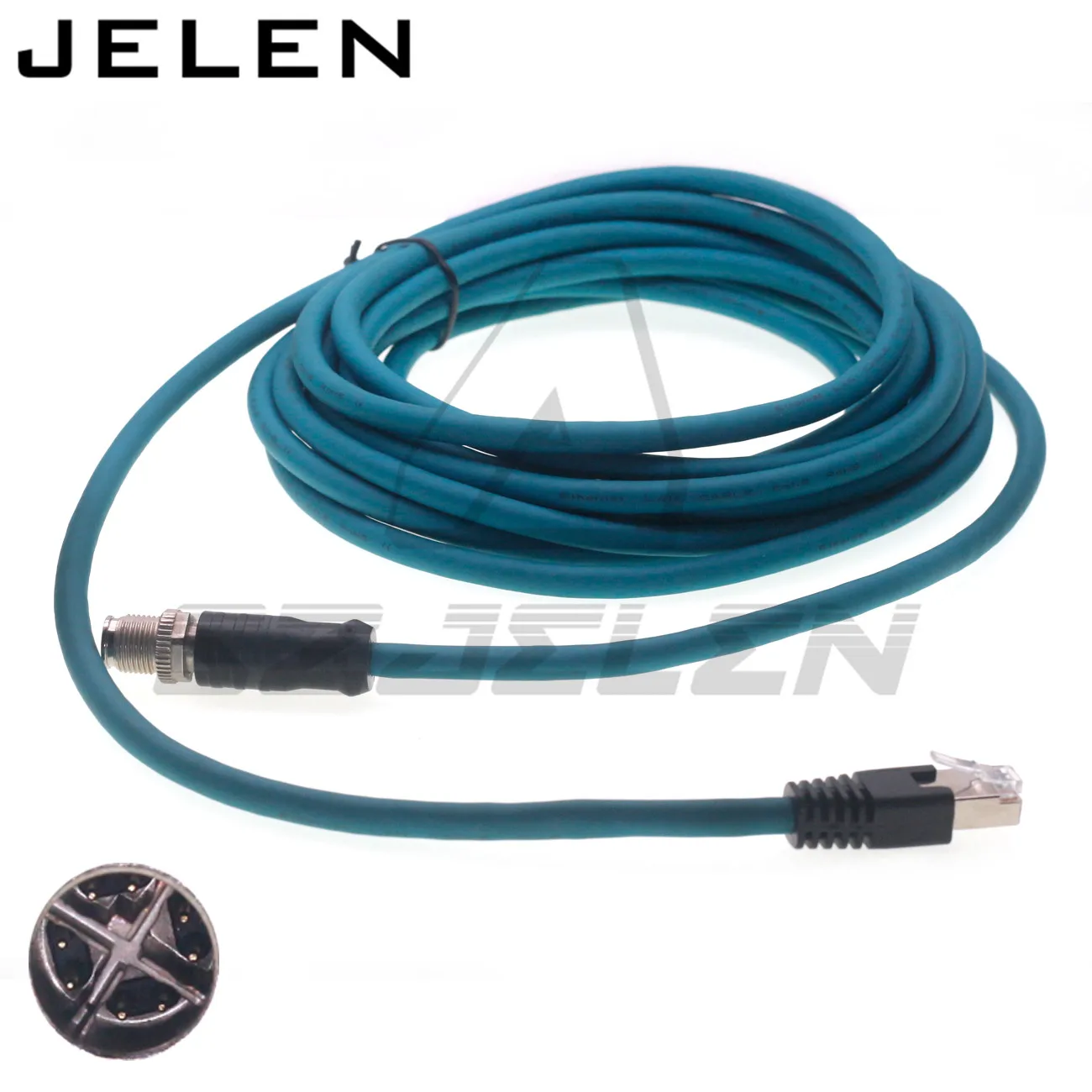 M12-X-8 Pin to RJ45 Connector Cable IP67 24 AWG Industrial Ethernet Cable Type X for Cognex Cable Signal Transmission Line