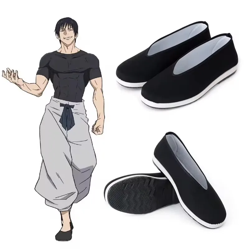 AFushiguro- Toji Cosplay Shoes Black Casual Flat Shoes For Women Men Halloween Party Roleplay Canvas Shoes