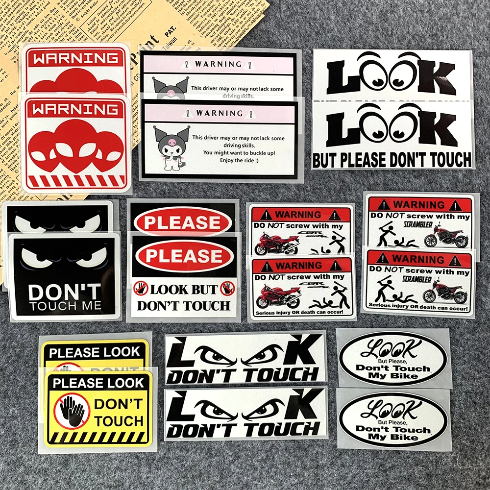 Warning Stickers Reflective Danger Banning Signs Reminder Decal Motorcycle Laptop Luggage Snowboard DIY Accessories