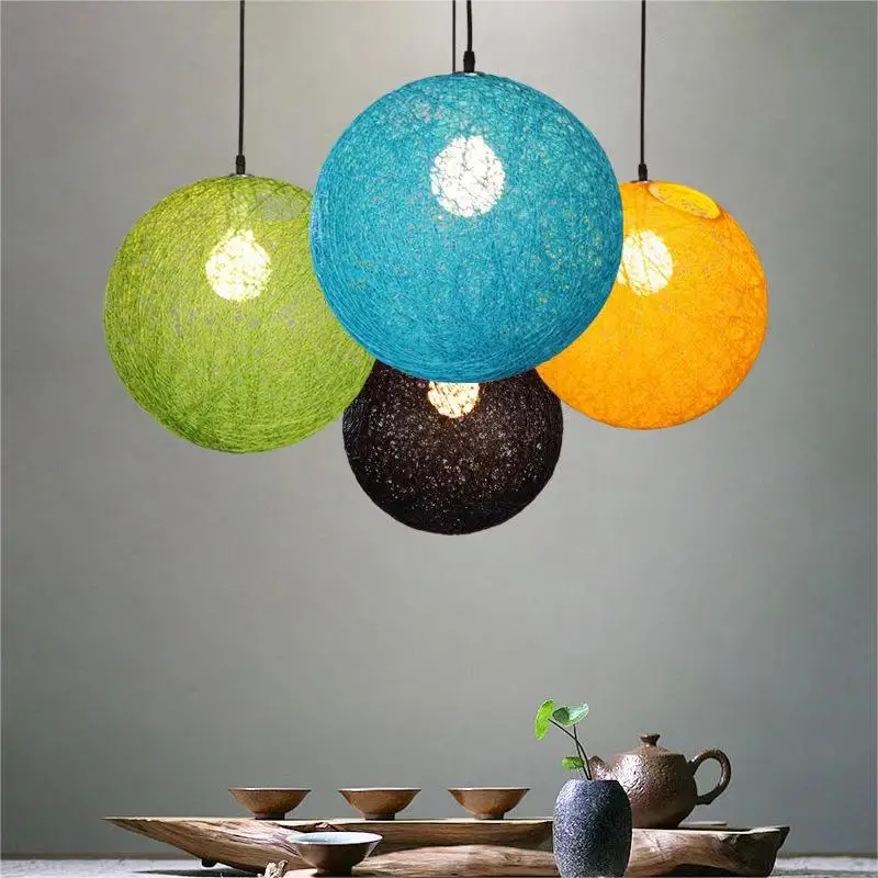 

Creative Personalized Bird Nest Hemp Ball Pendant Lights Restaurant Bar Round Sphere Lamp Shopping Mall Decoration Rattan Lamp