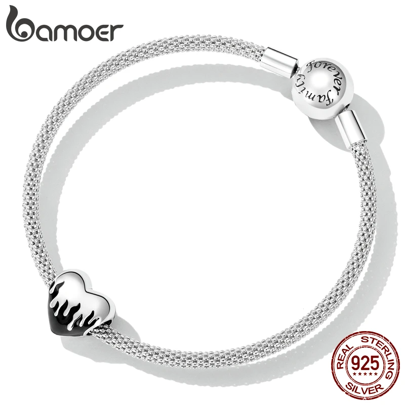 Bamoer 100% 925 Sterling Silver Shining Ziron Burning Love Charm fit Women Bracelet & Bangle Unique Bead Making DIY Fine Jewelry