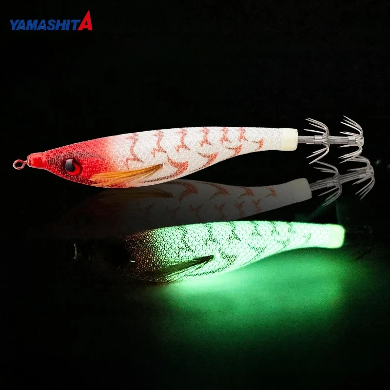 YAMASHITA Glow-in-the-dark Wood Shrimp Sea Fishing Boat for Reflective Balance Shrimp Bazooka Squid Bait