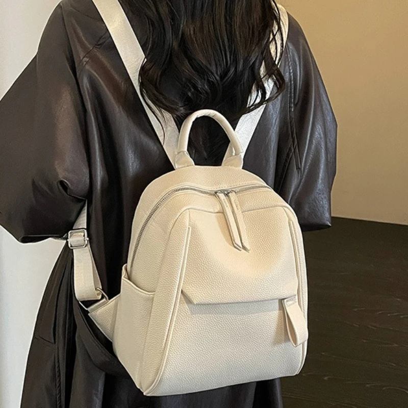 Women Pebbled PU Leather Backpack with Front Pocket Top Handle Casual Daypack Convertible Shoulder Bag for Girls School Travel