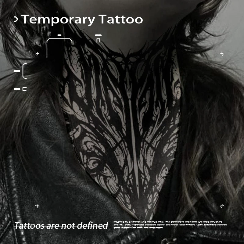 Temporary Tattoos Fake Tatto Dark Goth Neck Thorns Herbal Juice Tattoo Sticker Waterproof Lasting Tatoo Stickers Cheap Goods Art