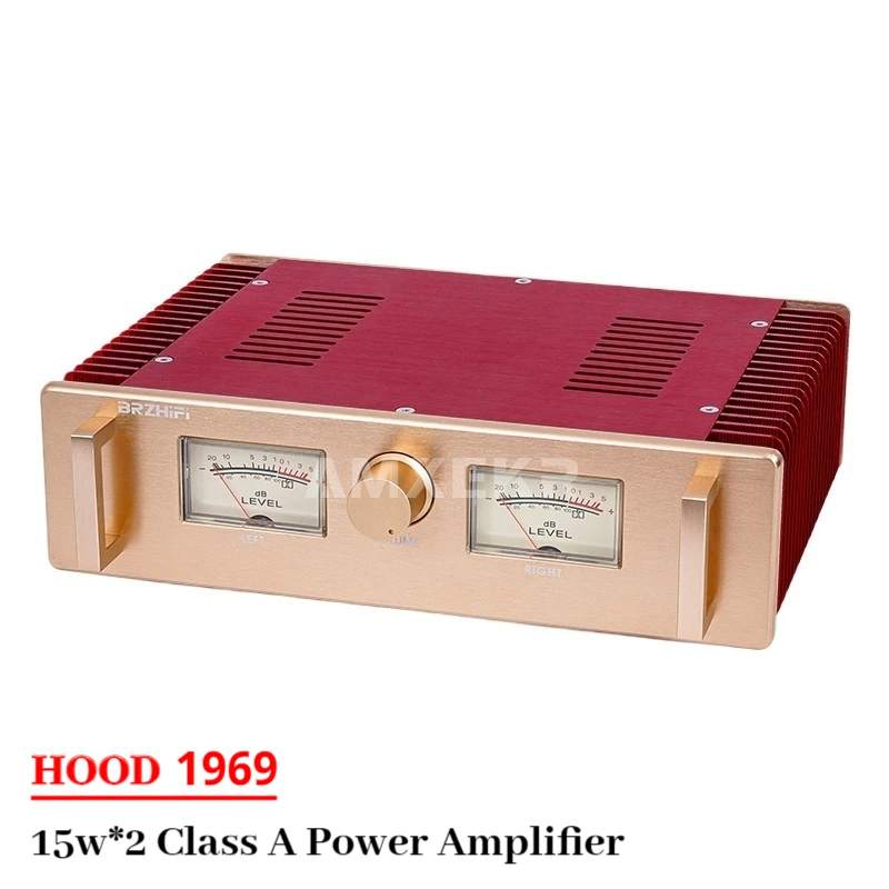 

15w*2 Hood 1969 Class A Power Amplifier High Power Low Distortion Vu Meter Single Ended Output HIFI Audio Amplifier