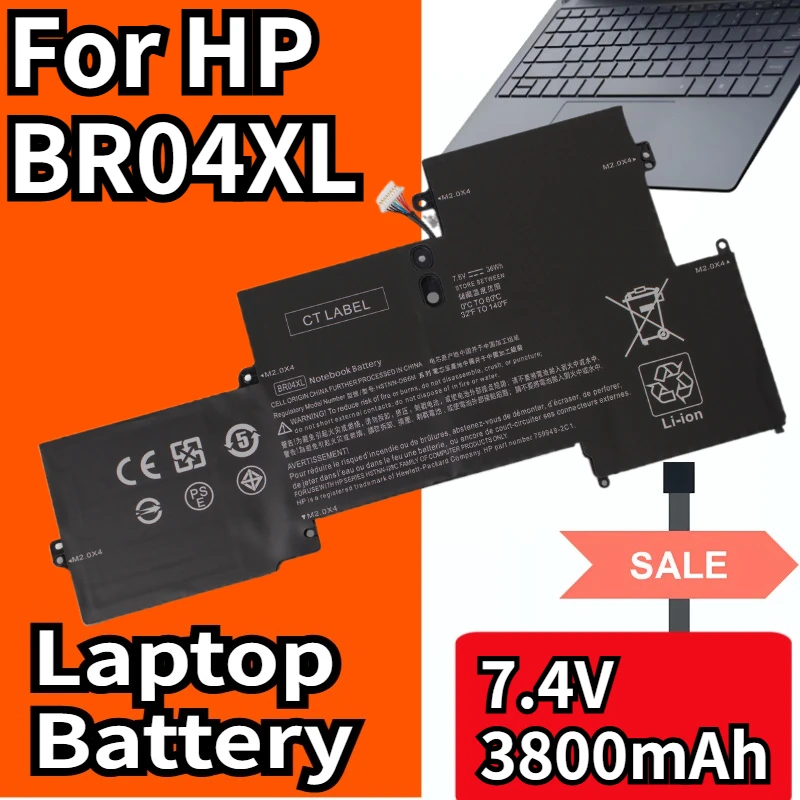 

New BR04XL For HP Battery EliteBook HSTNN-DB6M 759949-2C1 760505-005 1020 1040 G1 G2 Series