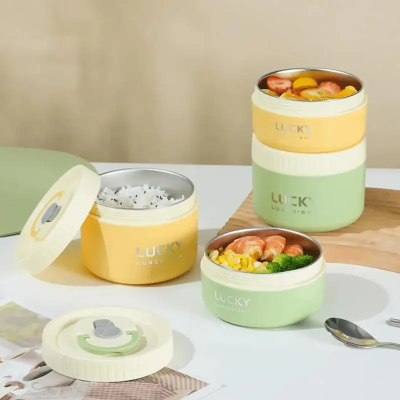 400/600ML Sealed Thermal Lunch Box Stackable Microwave Safe 304 Stainless Steel Bento Food Container Stainless Steel Lunch Box