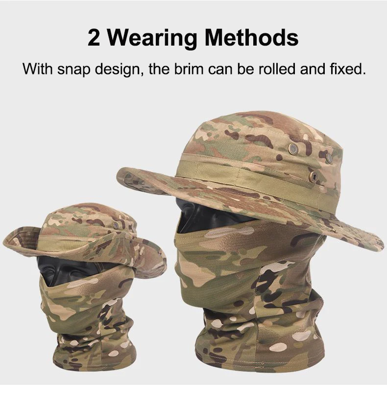 Camouflage Boonie Cap Sturmhaube Hut Anzug faltbare weiche Mütze Outdoor Jagd Angeln breite Krempe Hut Sonnenschutzkappen – Detail 7