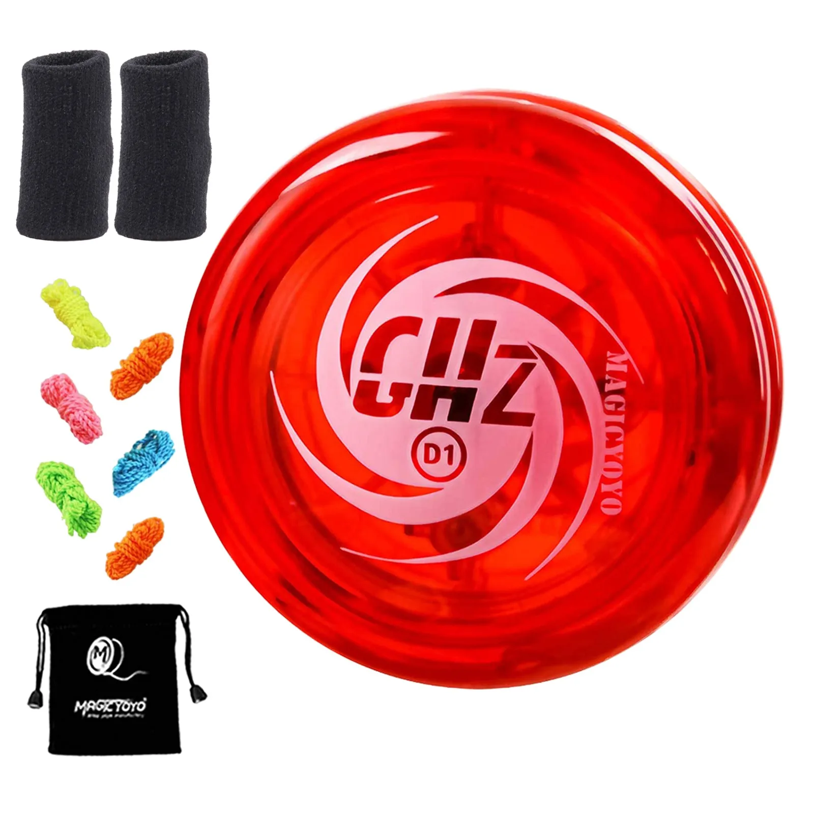 New Arrival Fashion  Responsive Yoyo D1 GHZ,Professional Looping Yoyos for Kids Beginner with Yoyo Strings+Finger +Yoyo Bag,Red