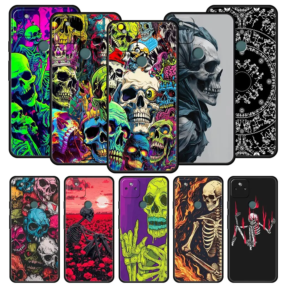 

Чехол для телефона Skeleton Skull для Google Pixel 10 9 8 7 6 9A 8A 7A 6A Pro Противоударный мягкий чехол из ТПУ 10 Pro XL Shell Fundas Capas Bag