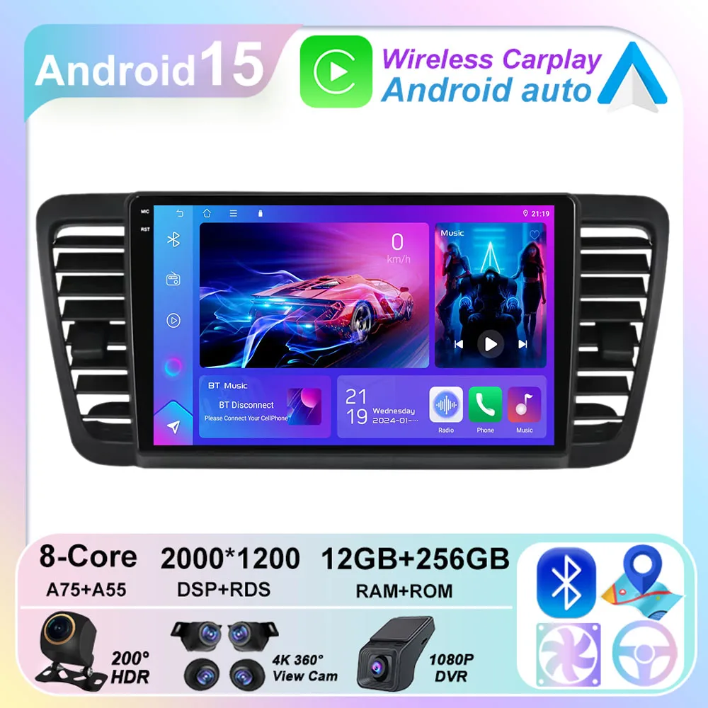 

Автомобильный автомобильный радиоприемник Carplay Android для Subaru Outback 3 Legacy 4 2004-2009, DVD-плеер, мультимедийный блок, GPS-навигация, без 2din BT