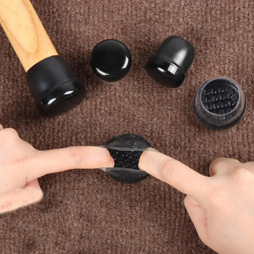 Transparent Silicone Round / Square Caps Leg Guards Rubber Pads Floor Protectors Furniture Foot Covers Anti Slip Noise Reductio