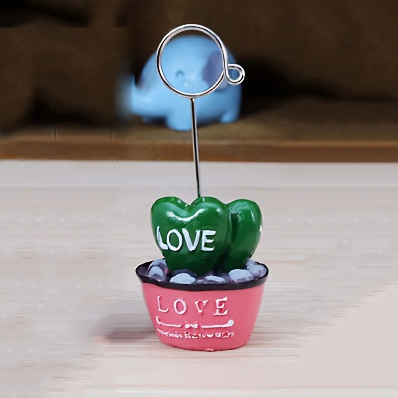 Adorable Love Sticky Note Holder Creative Desk Resin Ornament Succulent Bonsai Message Clip Photo Clip