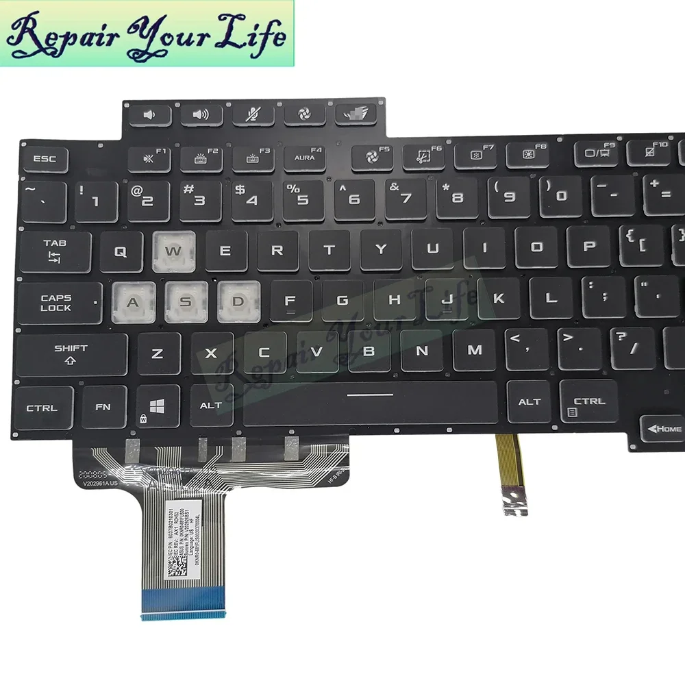 G713 US RGB Backlit Keyboard For Asus ROG Stirx G17 G713QE G713QY G713IR G713IH 2022 Transparent WASD keys 681FUS00 V202926BS1