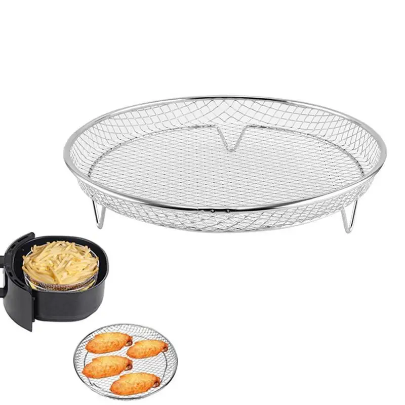 New【Air Fryer Grille Suitable For Air Fryers Oven Grill Stainless Steel Stackable Grill Kitchen Utensils Cook Multiple Foods】