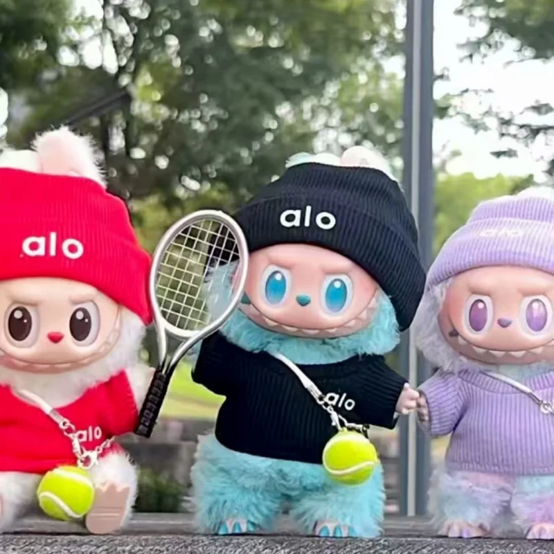 

15 17cm For Labubu Doll Hight Quality Knitted Clothes Tennis Motion Style Clothing Fashion Accessories Sitting Party Toys Games
