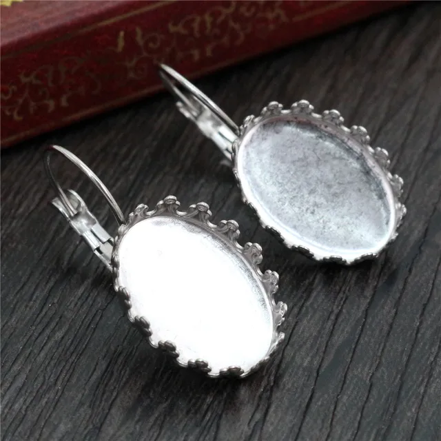 Nie znikną 13x18mm 18x25mm 10 sztuk/partia ze stali nierdzewnej owalne francuski dźwignia powrót kolczyki baza, Fit 13*18/18*25mm owalne szkło Cabochon