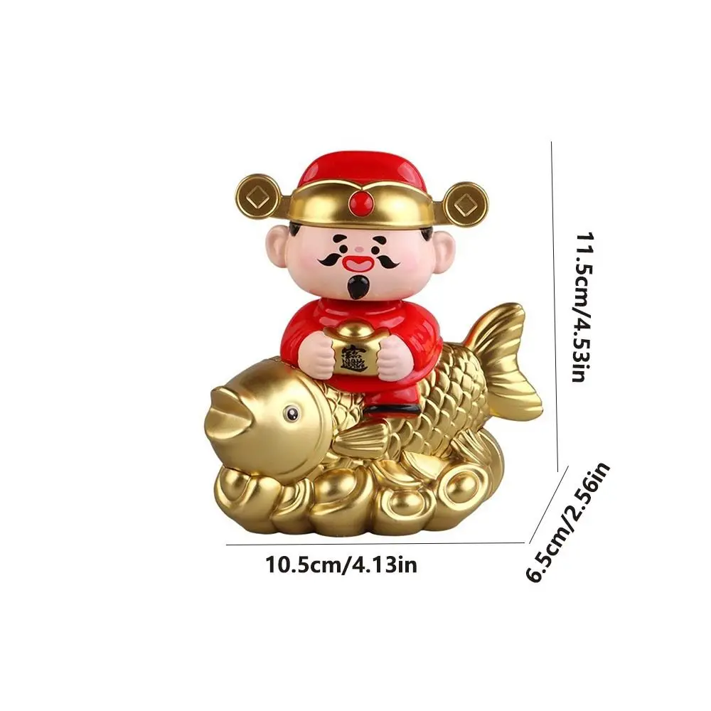 Solar Powered Nodding God of Wealth Ornament Yuanbao Design Automatic Nodding Wealth Attraction Koi Decoration Wealth Attraction