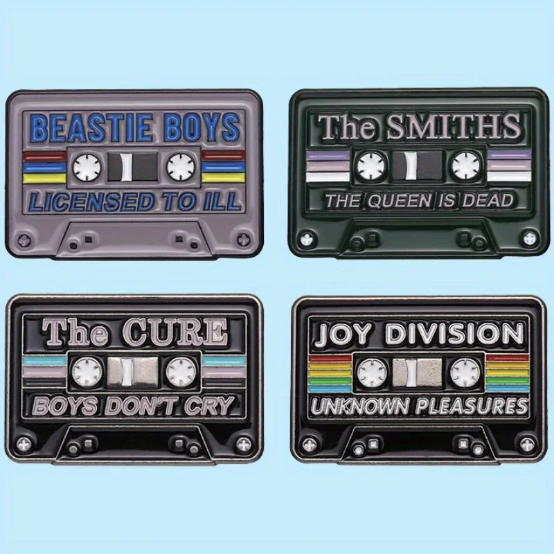 Creative Trendy Cool Black Music Tape Style Series Alloy Badge Personalized Hobbies Versatile Brooch Pin