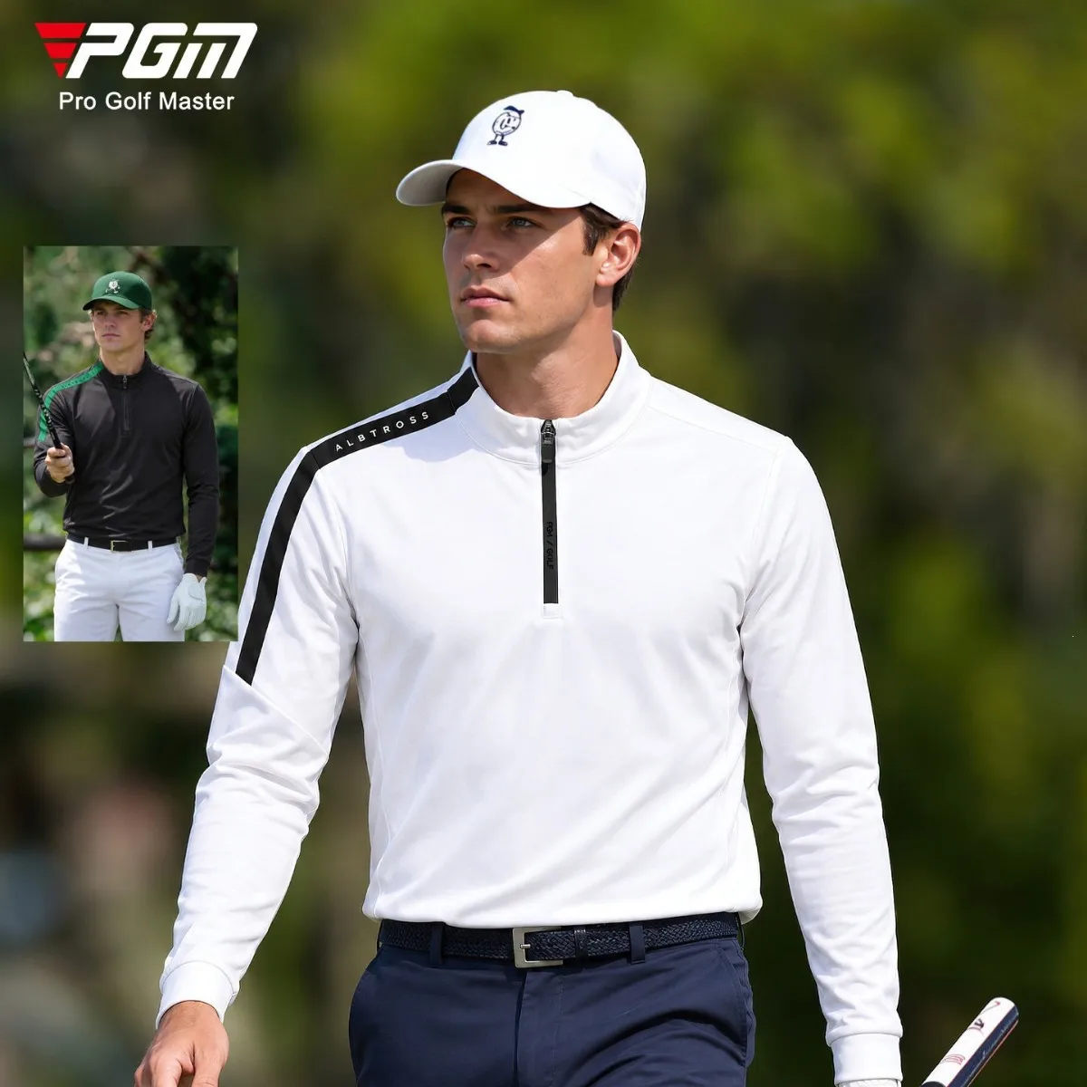 PGM 2026 New Golf Shirt Men Long Sleeve Stand Collar Stretch Zip Sports Jersey Base Layer Golf Training Tops