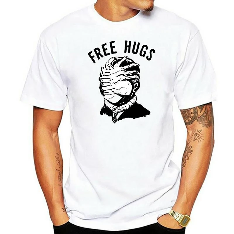 Camiseta con estampado de ALIEN Free Hugs para S-5xl,ropa de talla grande,de verano New arrived short sleeve unisex tshirts