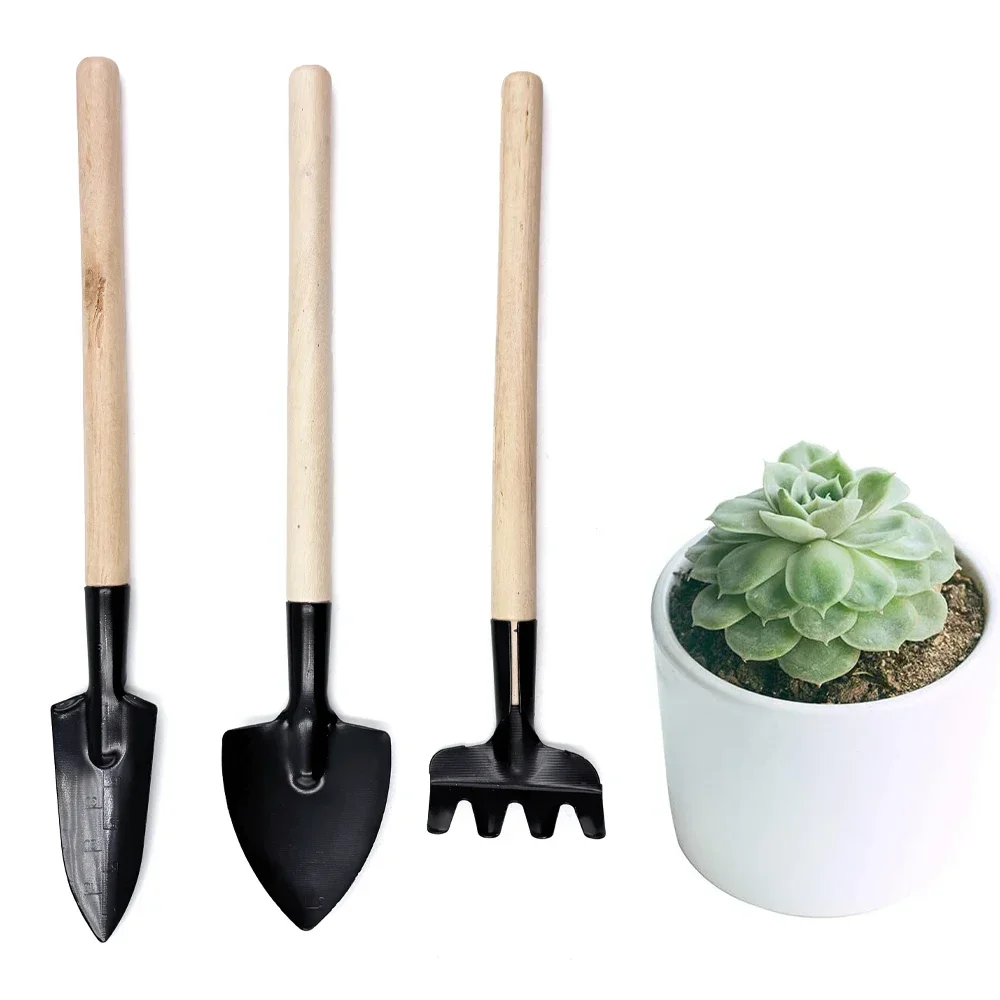 Mini Garden Tools Three Piece Set Gardening Multi Function Shovel Harrow Shovel For Household Plant Pine Soil Care Kit