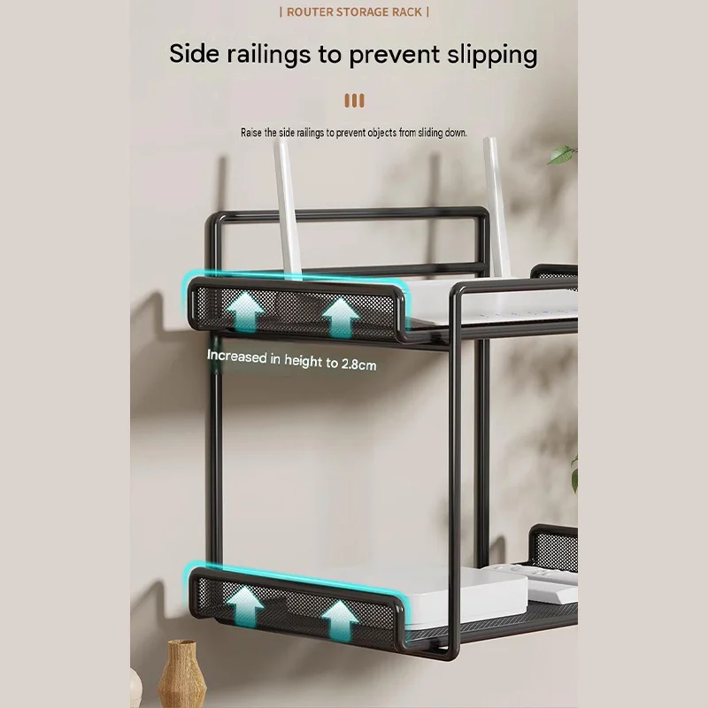 No Drill Router Holder Wifi Storage Rack Wall Mount Bracket Household Organizer For Bathroom Kitchen Bedroom Storage Accessories