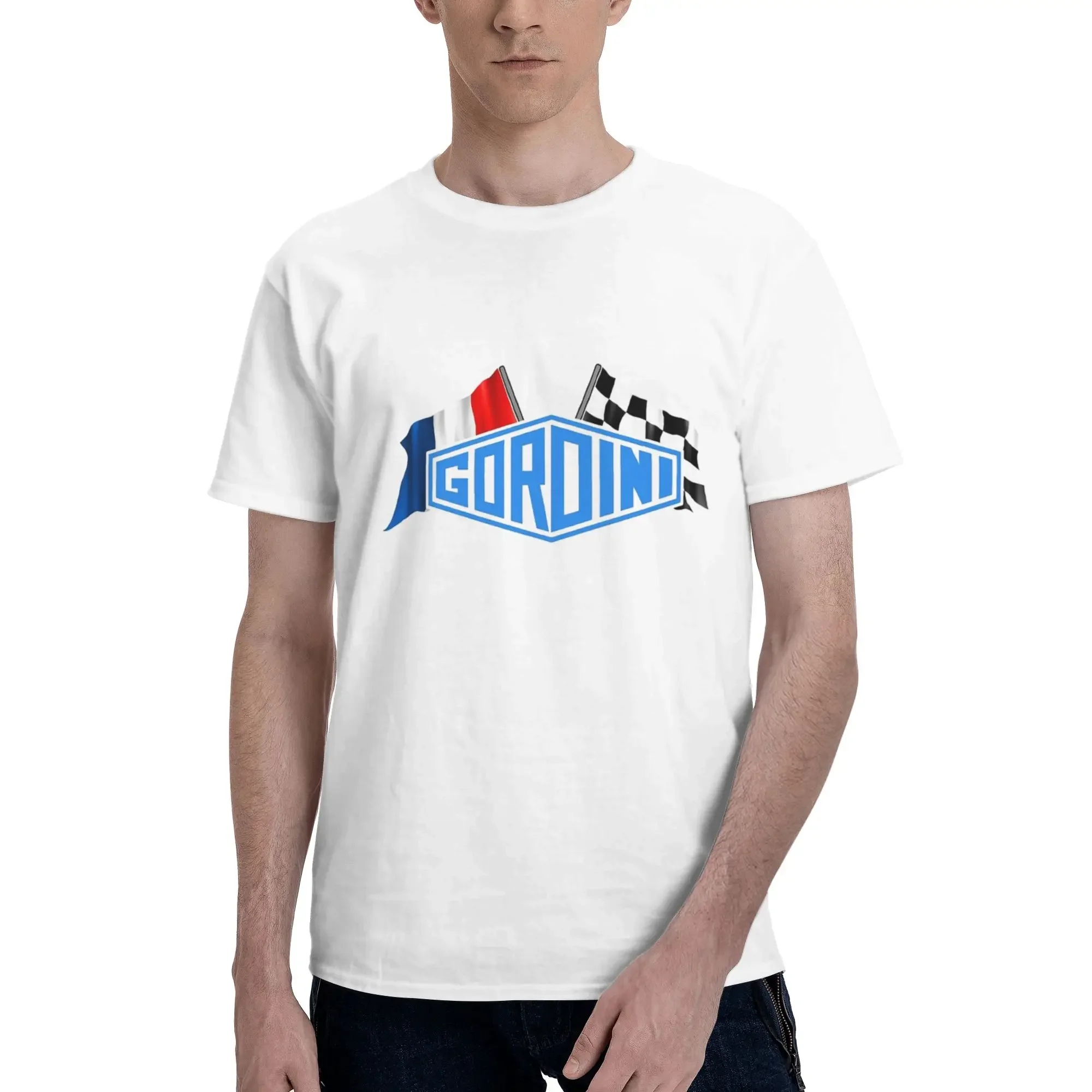 Gordini Checkered Flag 100% Cotton T-Shirt Men's Funny T Shirts Men Crew Neck Short Sleeve S-6XL