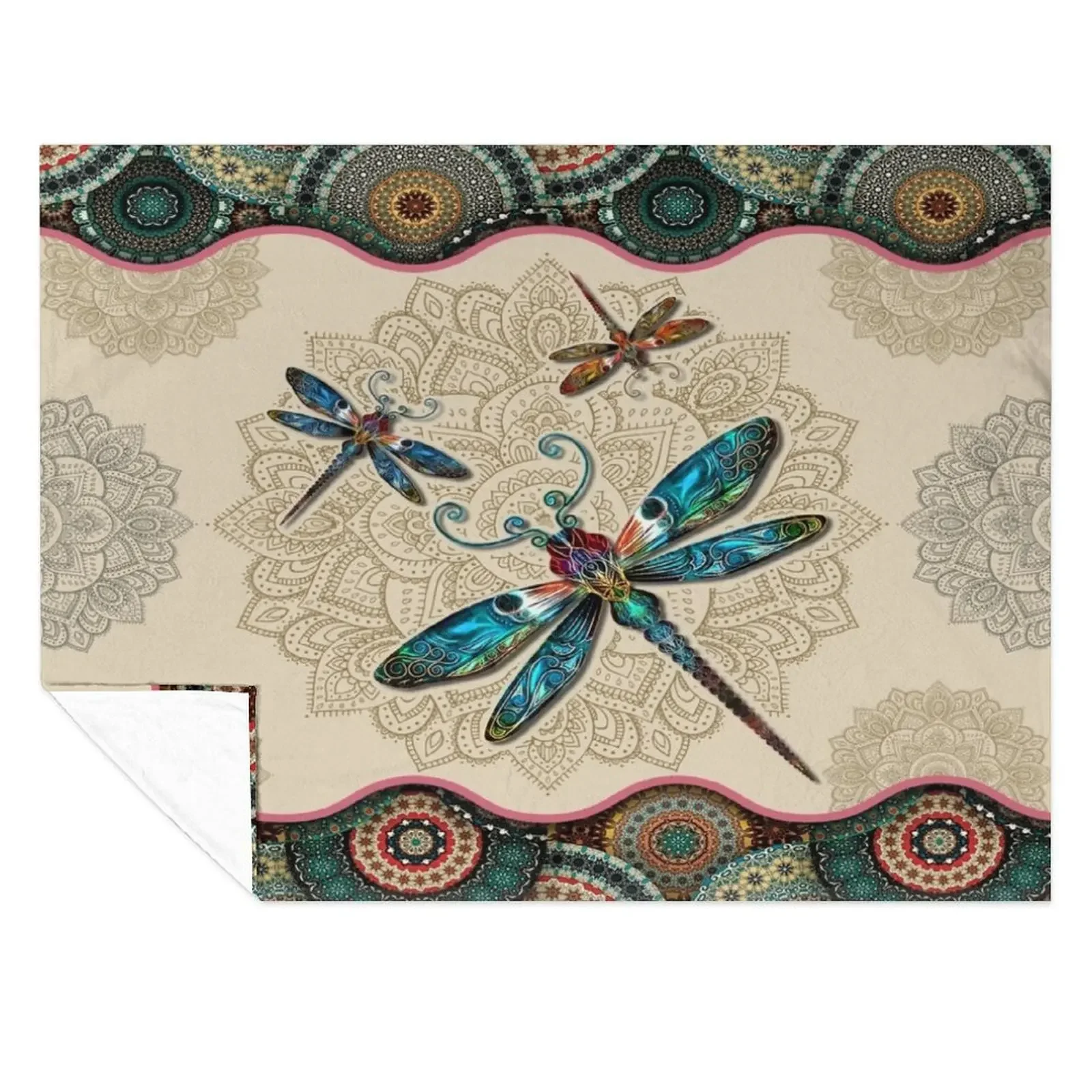 

Dragonfly Vintage Mandala Throw Blanket Sofa Decorative Throw Heavy Bed linens Blankets