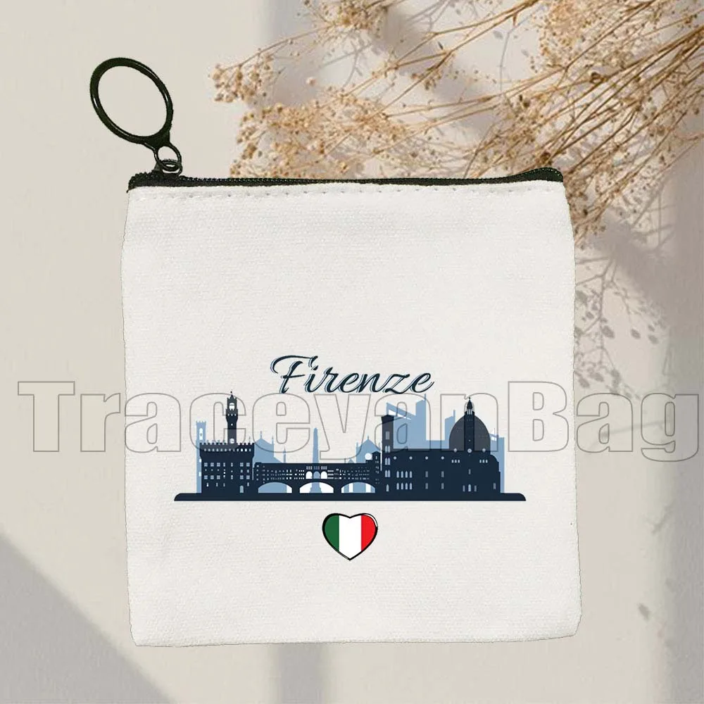 Love The Colosseum Italy Florence Rome Milan Italian Roman Italia Fan Gifts Canvas Coin Purse Key Case Small Bag Wallet Pouch