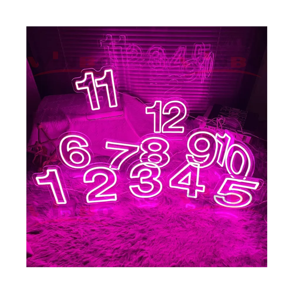 Birthday 0-9 Digital Number LED Neon Sign Light USB Powered Lamp Night Light Christmas Wedding Birthday Party Decor Neon Sign