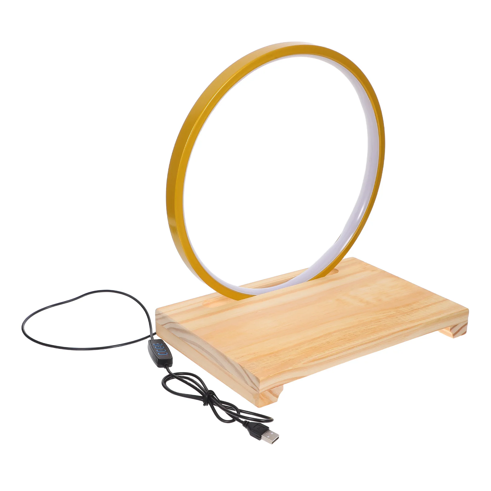 قاعدة مصابيح خشبية مصنوعة بحرفية قاعدة عرض خشبية مع حلقة إضاءة LED لتماثيل التماثيل وحامل ديكور المكتب المنزلي #6