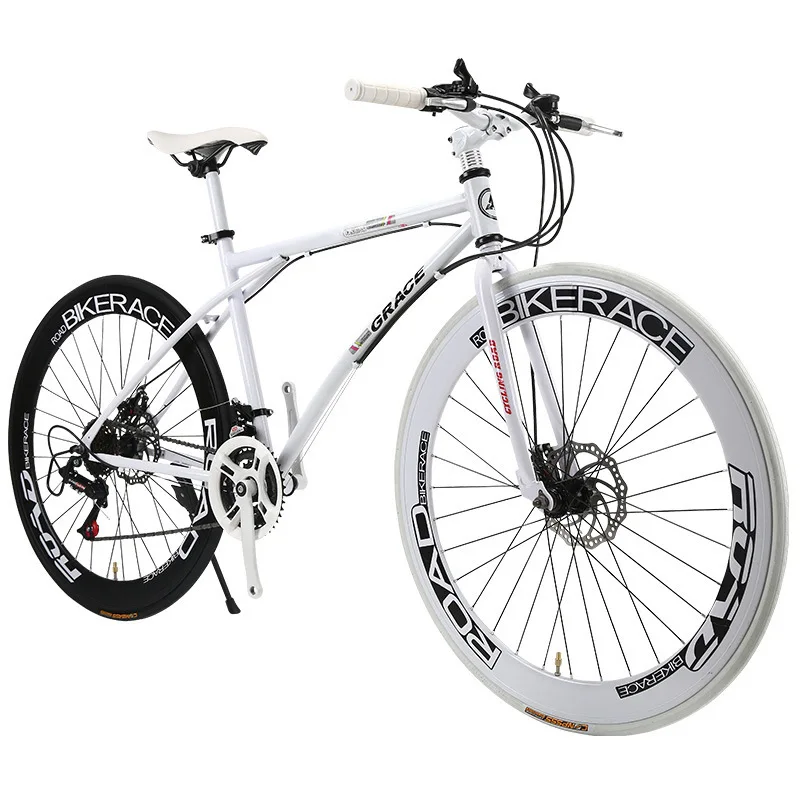 Fixed Gear Bicycle for Adult Variable Speed Pneumatic Tire Road Racing Double Disc Brake Student Car Fixie Bike New DropShipping