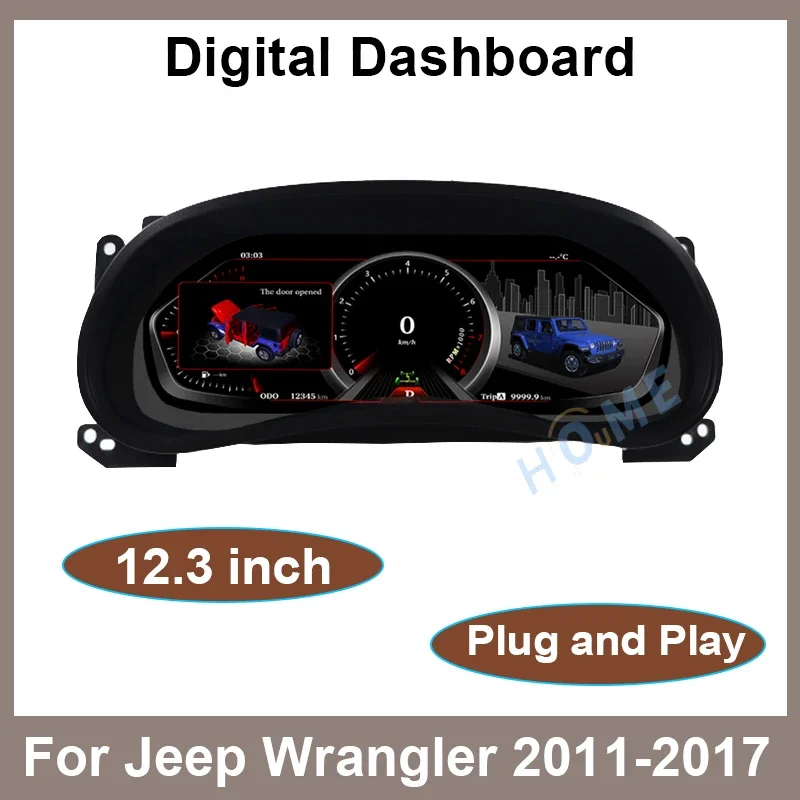 12.3 inch Car LCD Dashboard For Jeep Wrangler 2011-2017 Auto Instrument Panel Modified And Upgraded Multifunctional