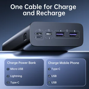 ROMAS-Kraft-Power Bank, Quick Ladegerät, externer Akku für Xiaomi 13 iPhone und Handy, 30000 mAh, 30W, Typ C, 30000 mAh 11 Hauptverkäufe tragbar 30000 - №7