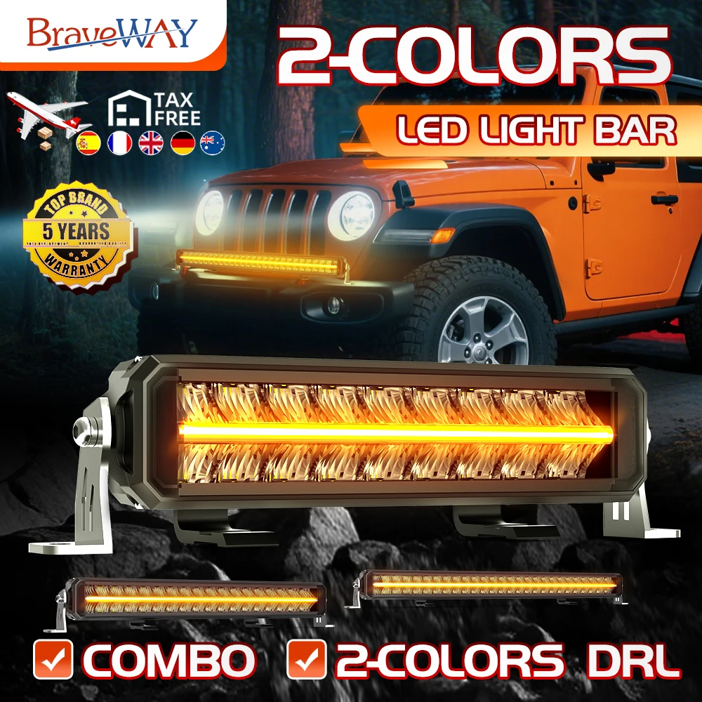 Braveway LED Light Bar for Off-Road Vehicles - Spot & Flood Combo