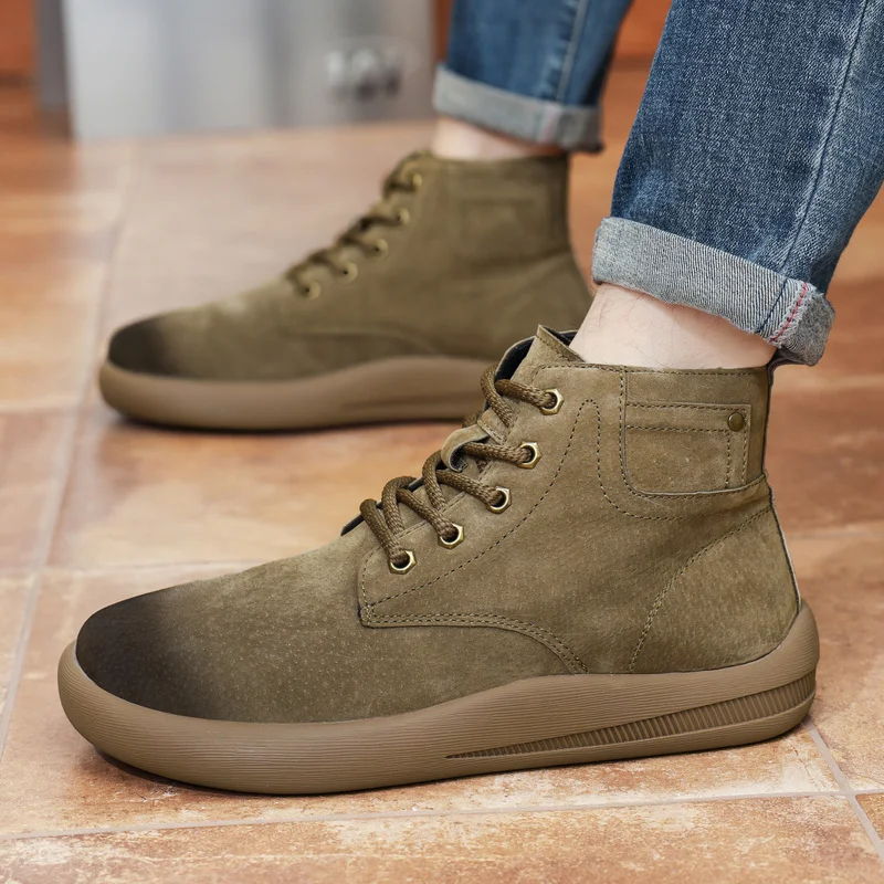 Flats Sole Pu Leather Breathable Anti Slip Men Footwear 2026 New Men's Casual Shoes Outdoor Fashion Comfortable Outsole Sneakers