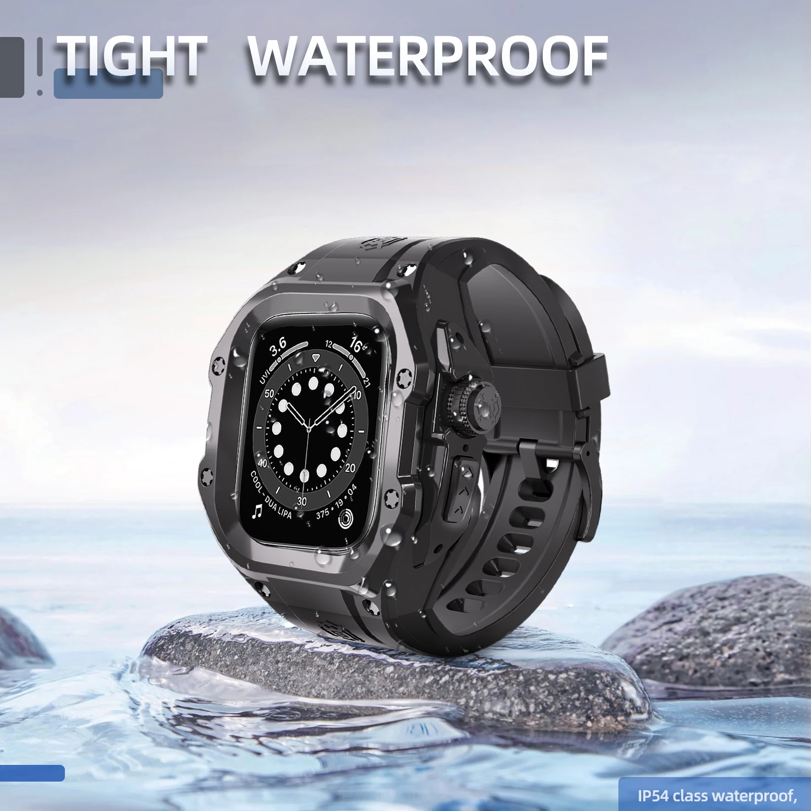 IP54 Level Waterproof Watch Case For Apple iWatch Ultra 2 Ultra 1 49mm Silicone Wristband Dustproof Anti-Fall Protect 360 Cover