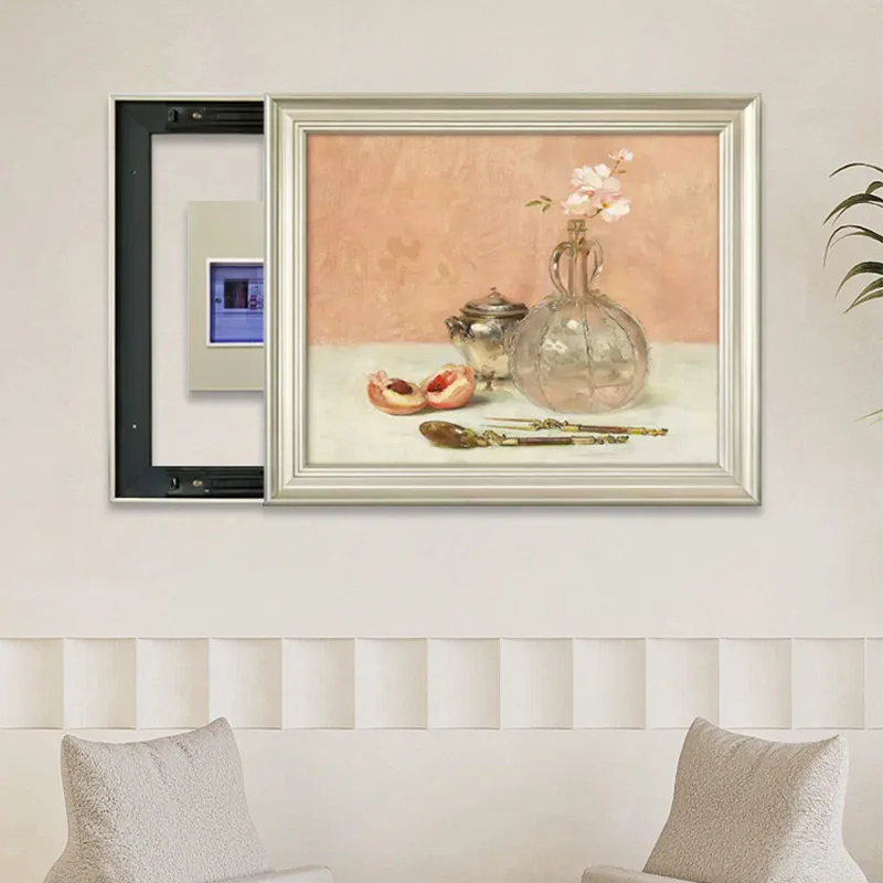 French retro meter box decorative painting American restaurant push-pull European power box mural