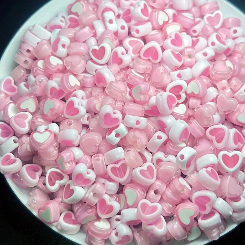 8mm 320pcs/160pcs Pink Peach Heart Style Valentine's Day color scheme Beads For Jewelry Making DIY Couple Bracelet Necklace